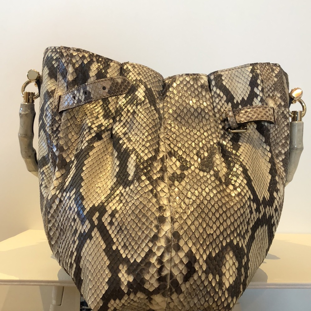 Hpx2 100% Authentic Gucci Python Bag With Bamboo … - image 6
